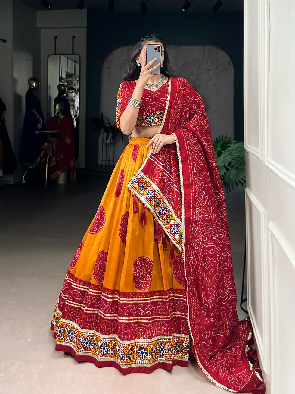 Lehenga Choli (Tussar Silk) - Stitched