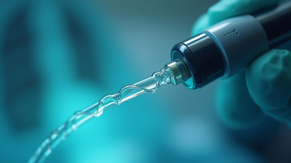 Close-up view of a flexible bronchoscope used in diagnosing tracheobronchomalacia