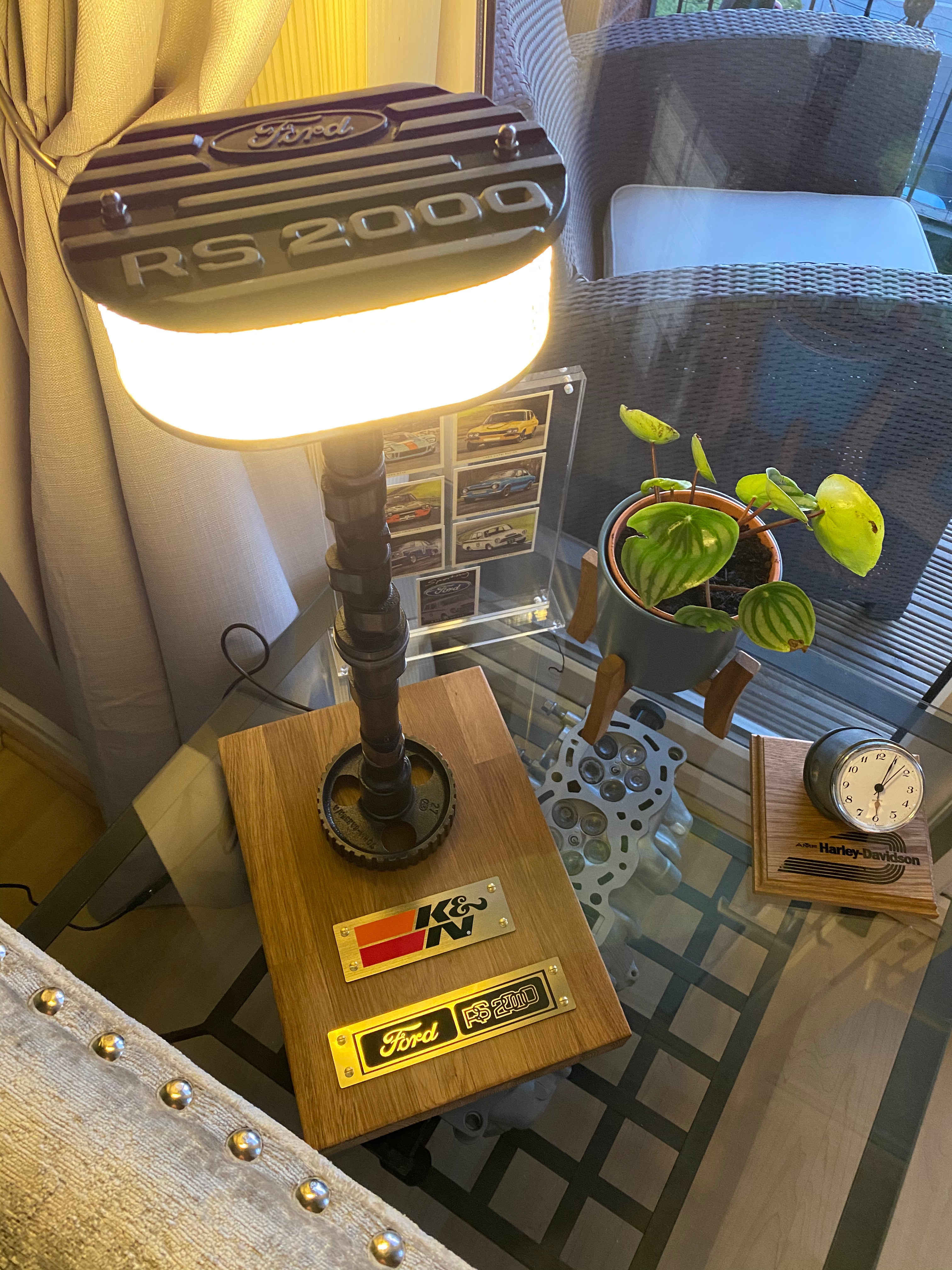 Ford Escort RS2000 Camshaft and K&N Filter Themed Desk Lamp