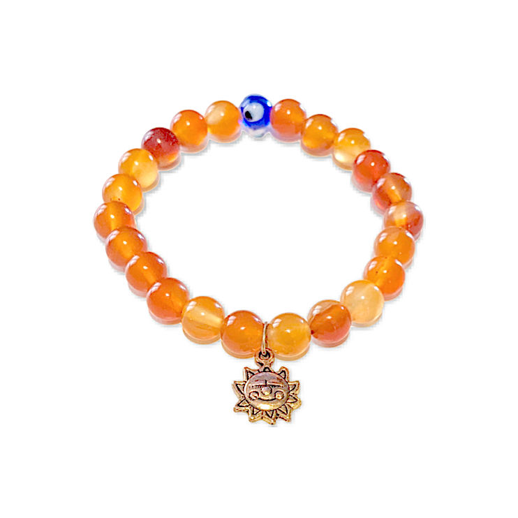 Glow Up Vibes beaded bracelet with Sun charm front view