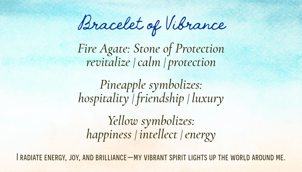 Pineapple charm on beaded bracelet description card view