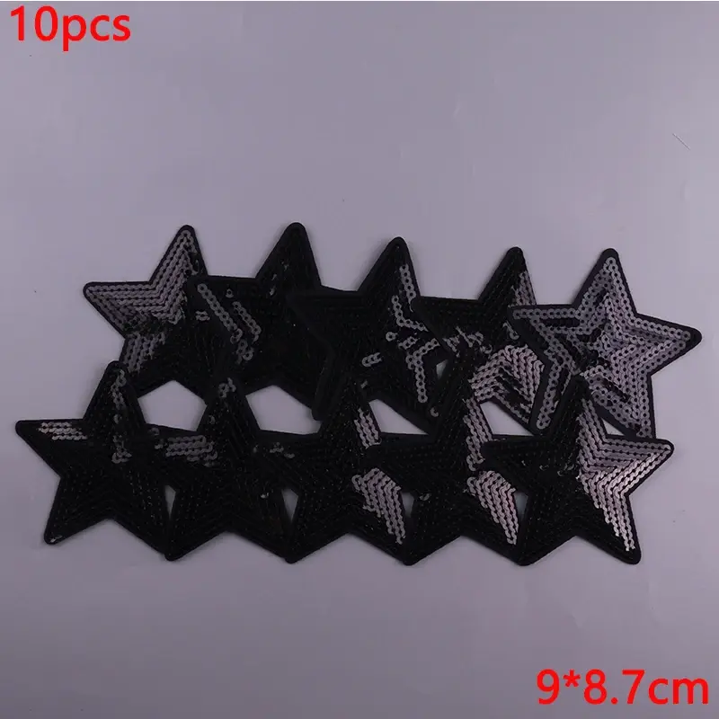 Thumbnail: 10PCS Sequin Five-Pointed Star/Hearts Iron on Patches