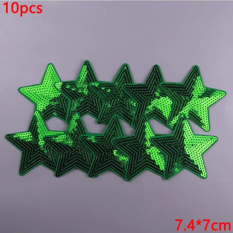 Thumbnail: 10PCS Sequin Five-Pointed Star/Hearts Iron on Patches