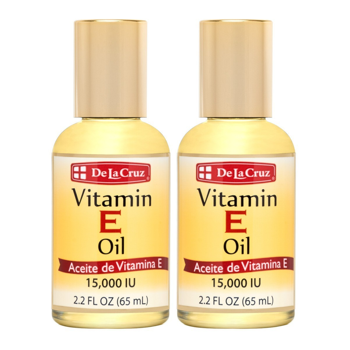 2 X De La Cruz Vitamin E Oil with Safflower for Skin, Hair, Face and Body, 2.2oz