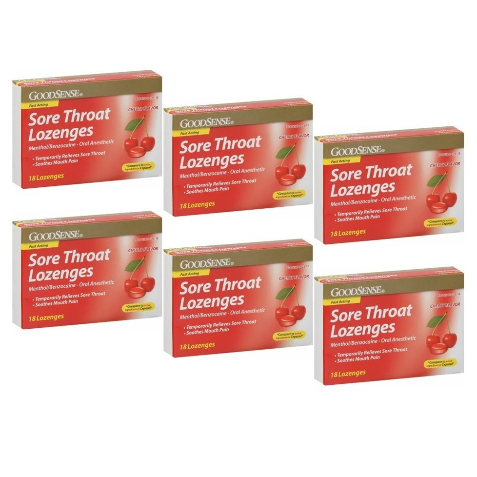 6 X GOODSENSE Sore Throat Lozenges Cherry NEW IN BOX