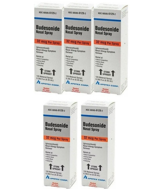 5 x Apotex Budesonide Nasal Spray 32mcg 8.43mL | 120 Sprays | Exp 12/26