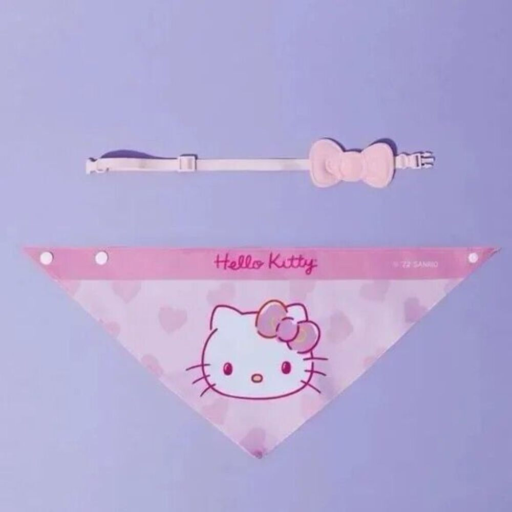 Hello Kitty Sanrio x SHEIN Cat or Dog Bandana + Bow Collar Set SZ Medium NWT