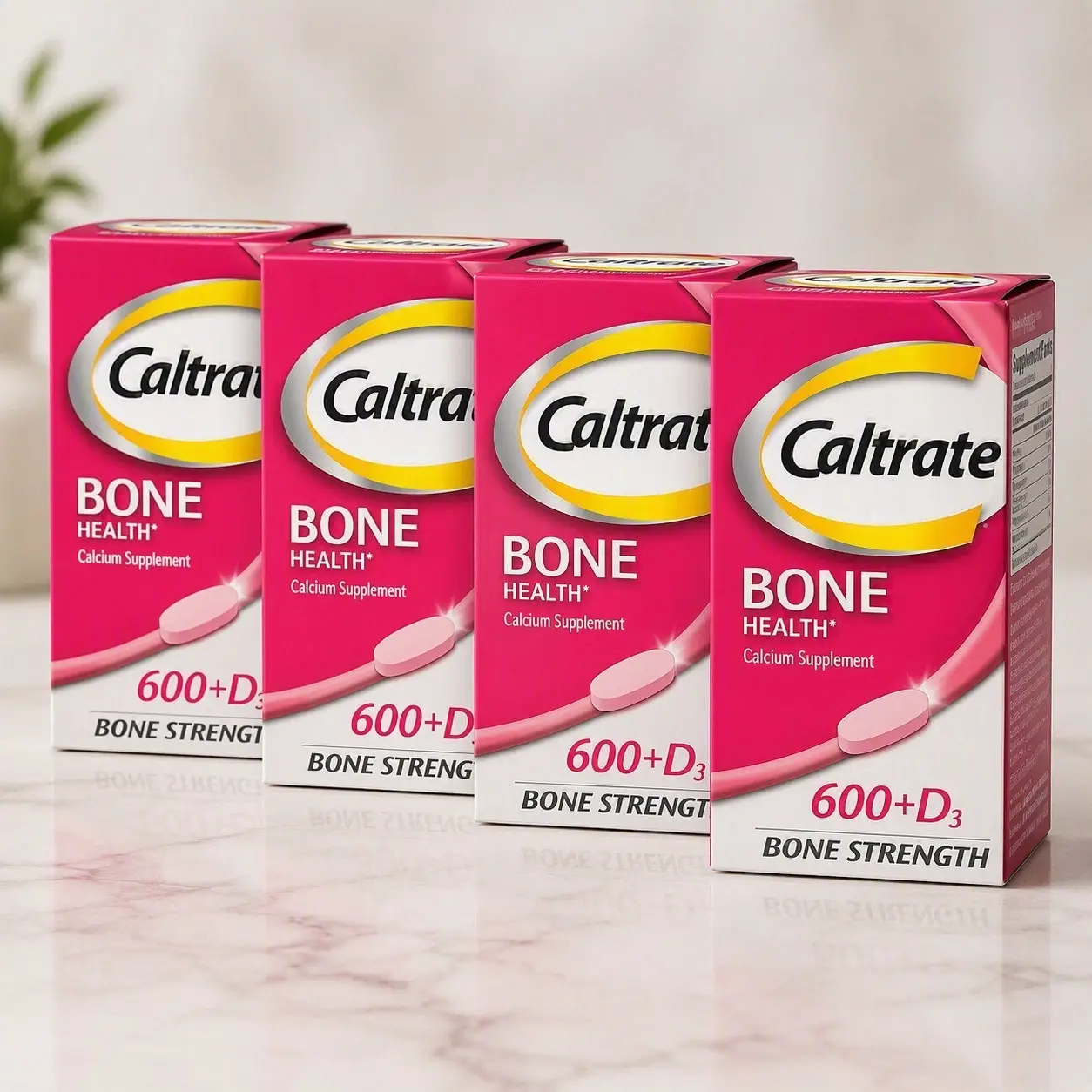 4-pack Caltrate Bone Health 600 + D3 Bone Strength Calcium 60 Tab (Total 240ct)