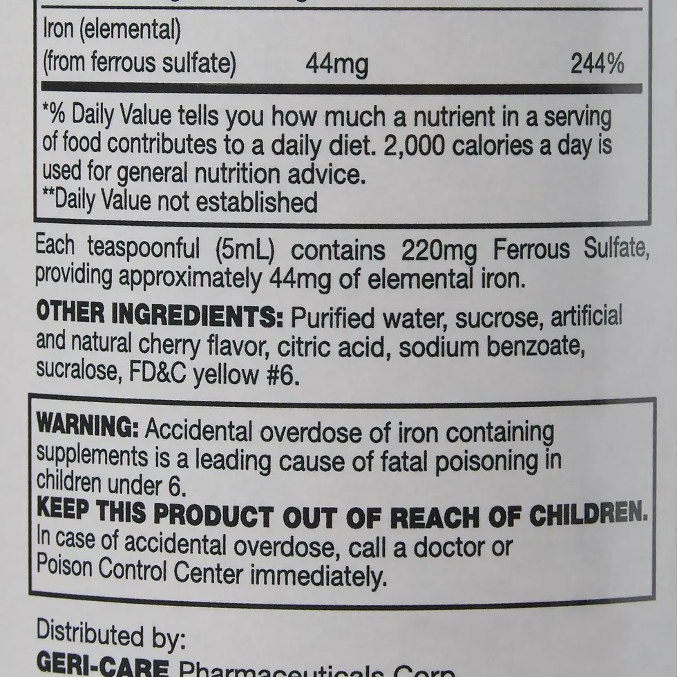 Thumbnail: GeriCare High Potency Liquid Iron Supplement 220 mg of Iron Per 5mL Dose 16oz