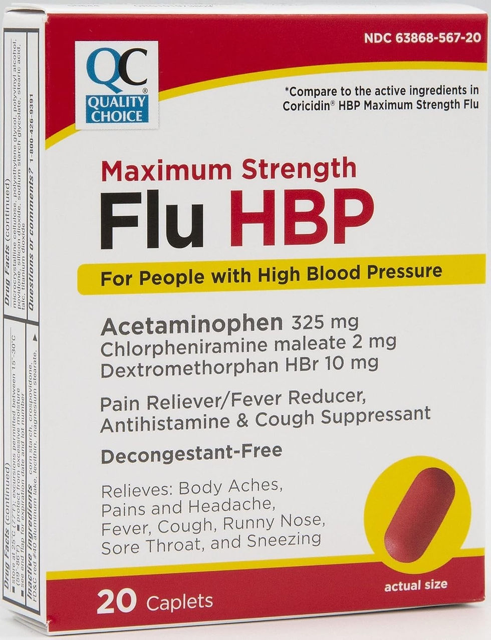 Thumbnail: 6 X QC Maximum Strength Flu HBP Multi-Symptom 20ct/each (Total 120) Exp 01/27