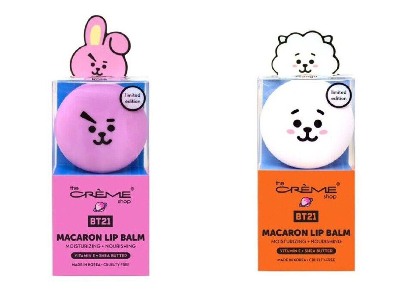 Lot of 2 -The Creme Shop BT21 Lip Balm - BTS ** RJ (Mango) & Cooky (Rose)