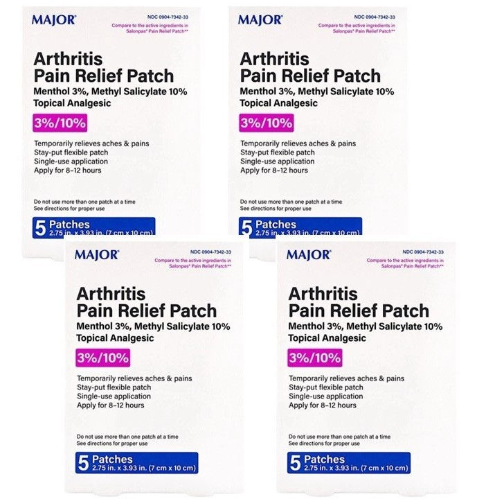 4 X ARTHRITIS PAIN RELIEF 3-10% PATCH By Major 5CT (Total 20 Patches)