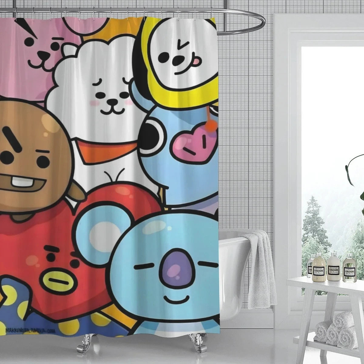BT21-theme Bathroom Shower Curtain Home Decor NWT
