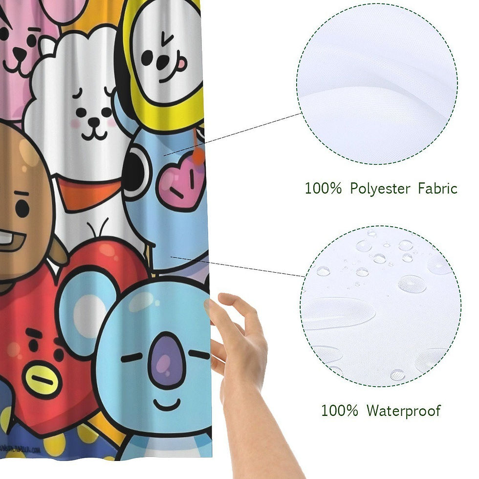 섬네일: BT21-theme Bathroom Shower Curtain Home Decor NWT