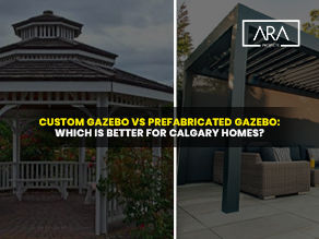 Custom gazebo vs prefabricated gazebo in Calgary, showing two backyard gazebo styles side by side.