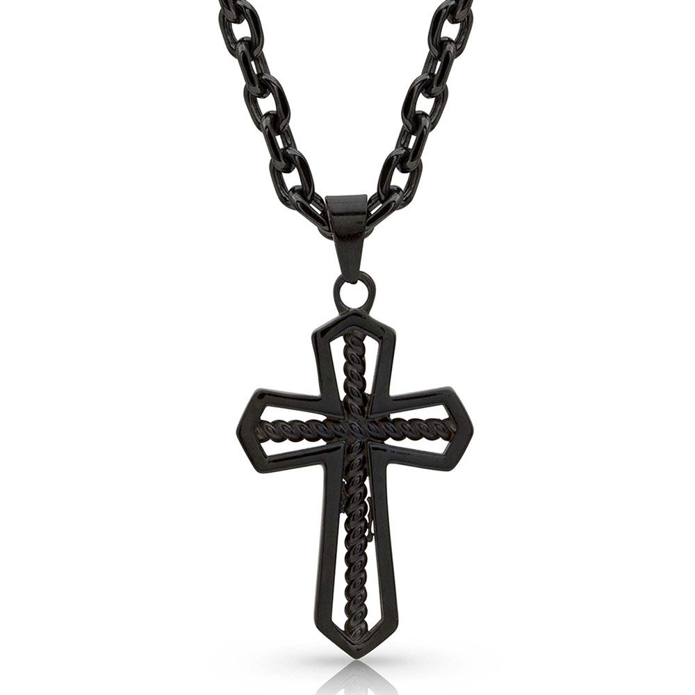 NC4025 Through the Darkest Cross Necklace Montana Silver