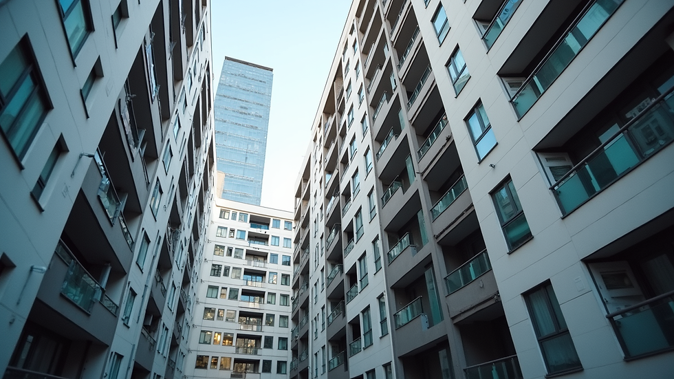 Eye-level view of modern apartment building in Sheffield city centre