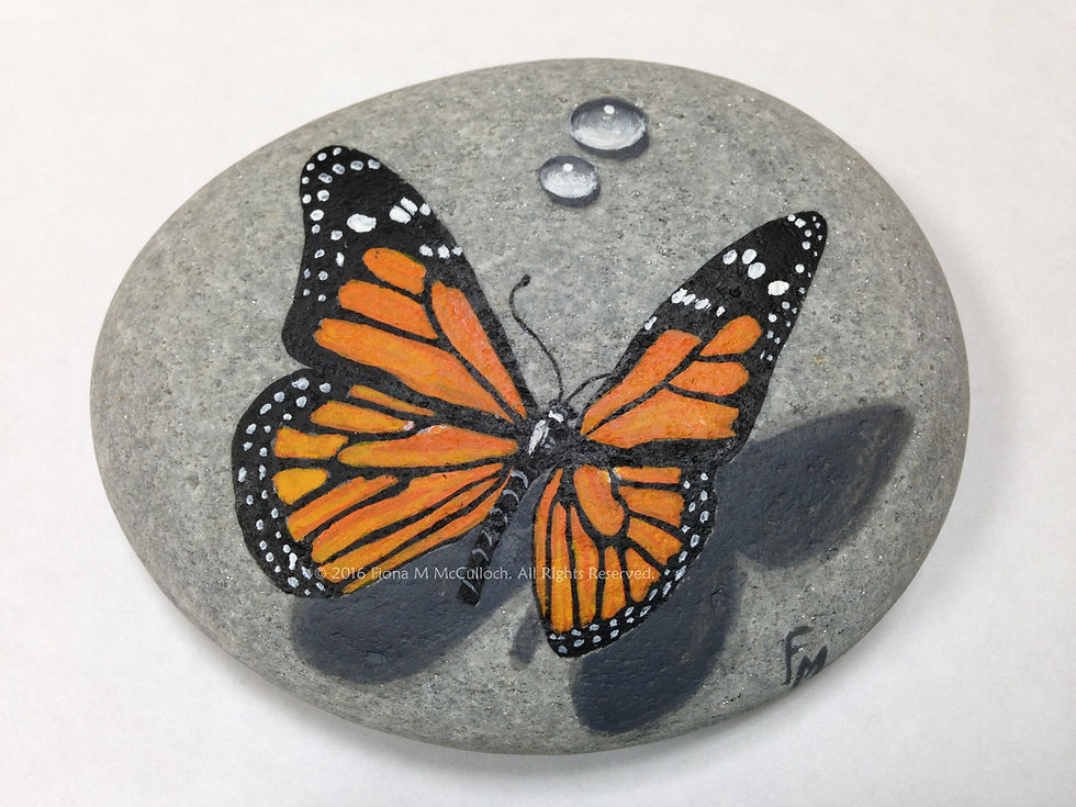 Monarch Butterfly - Acrylic on Stone