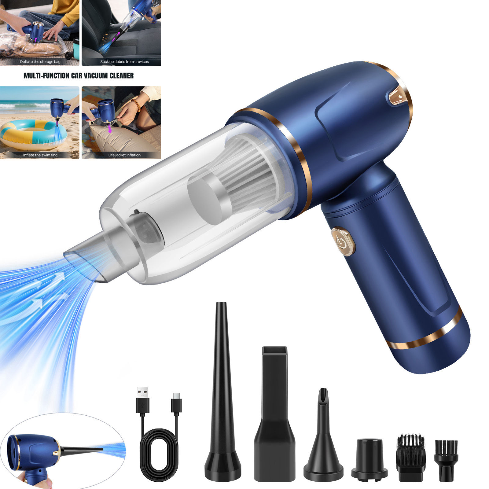 Cordless Electric Air Duster (100,000 RPM, Blow & Vacuum)