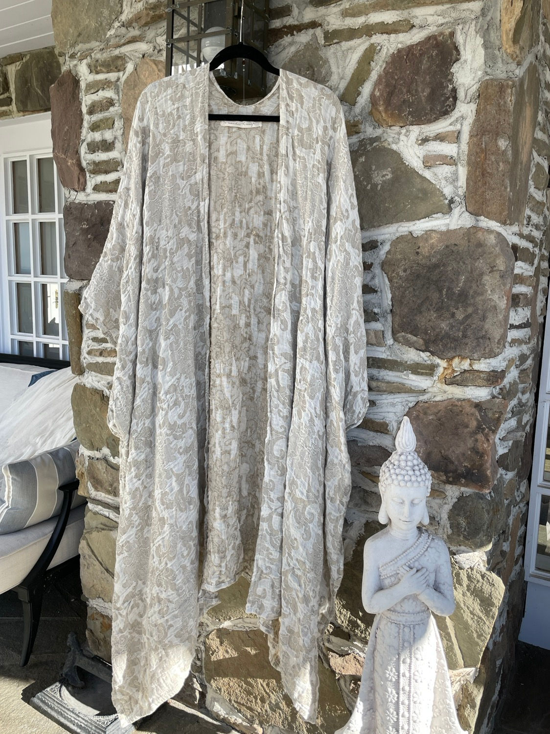 floral cotton draped cape extra long