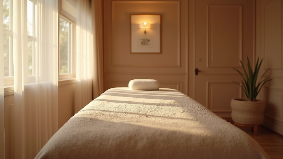 High angle view of a calm massage therapy room