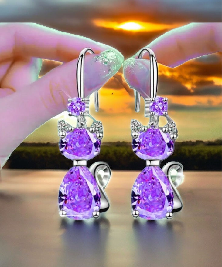 Thumbnail: Rhinestone Cat Earrings