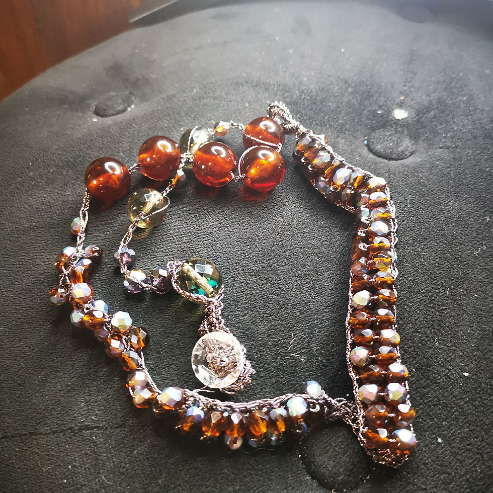 Miniatura: Collana Bracciale con topazi, perle di ambra e cristalli boreale.
