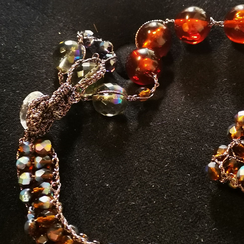 Miniatura: Collana Bracciale con topazi, perle di ambra e cristalli boreale.
