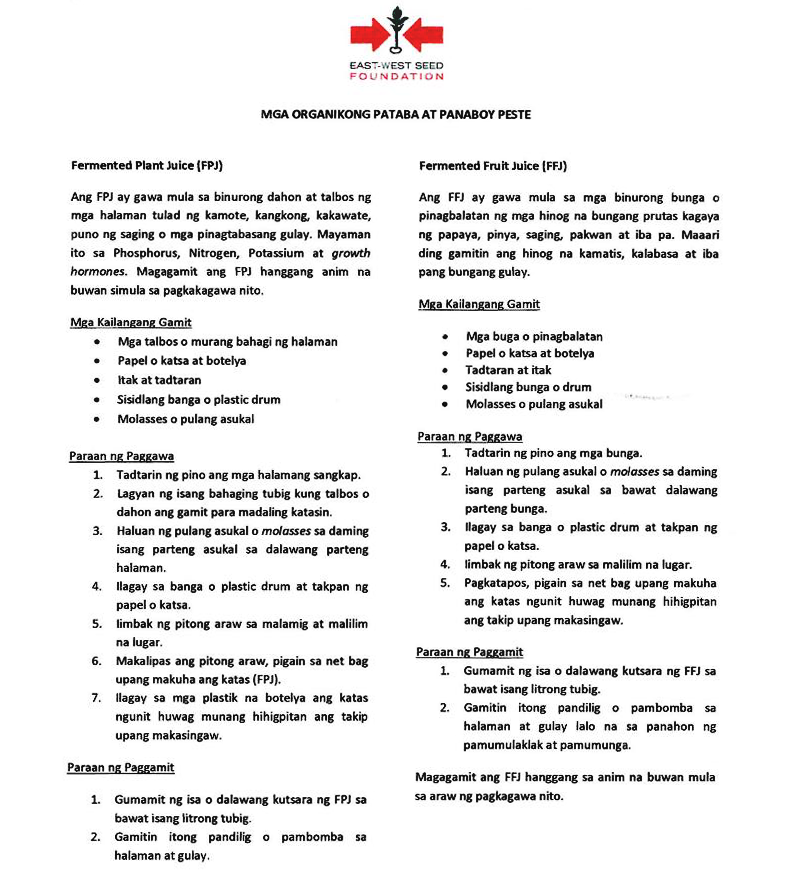 Mga Organikong Pataba at Panaboy Peste