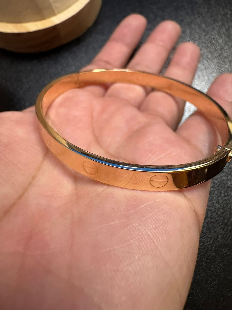 Thumbnail: Rose Gold Screw Bangle Size 19