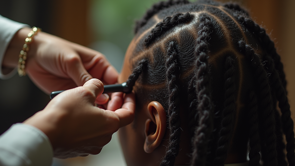 Close-up view of locs being retightened by a professional loctician