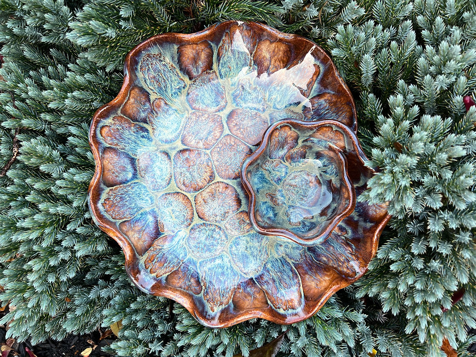 Artist: Terri Davis, Title: Multi-hued Chip & Dip Plate