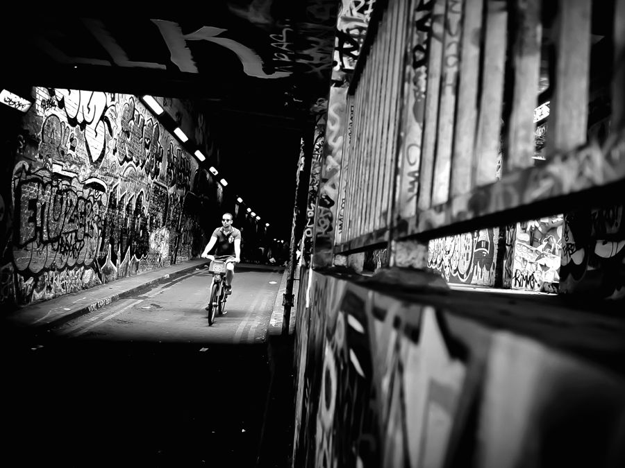 Cycling through the 'Banksy' Tunnel - Waterloo
