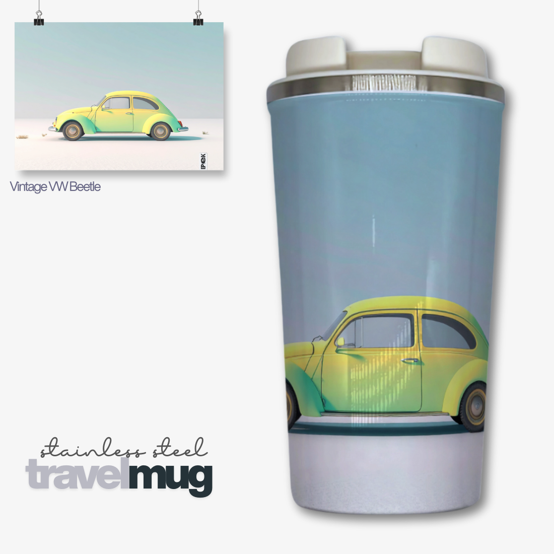 Stainless Steel TRAVEL MUG - Coffee - Latte|White