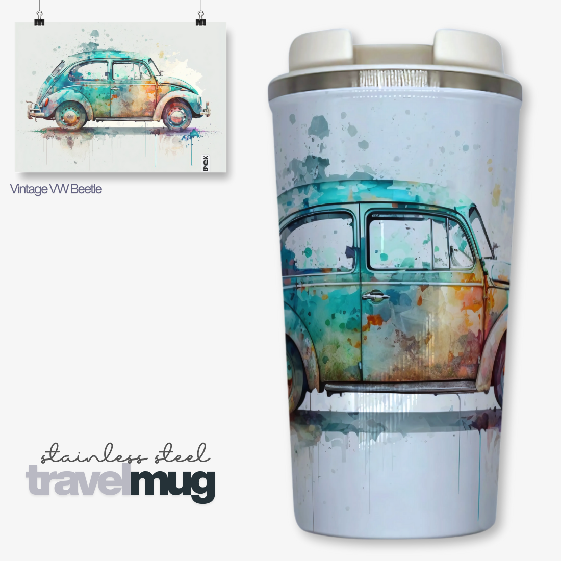 Stainless Steel TRAVEL MUG - Coffee - Latte|White