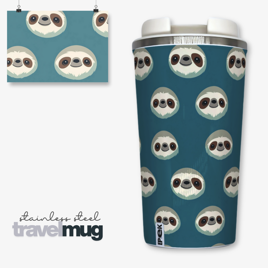 Stainless Steel TRAVEL MUG - Coffee - Latte|White