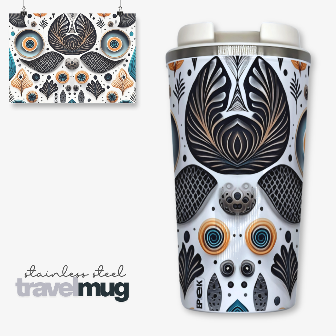 Stainless Steel TRAVEL MUG - Coffee - Latte|White