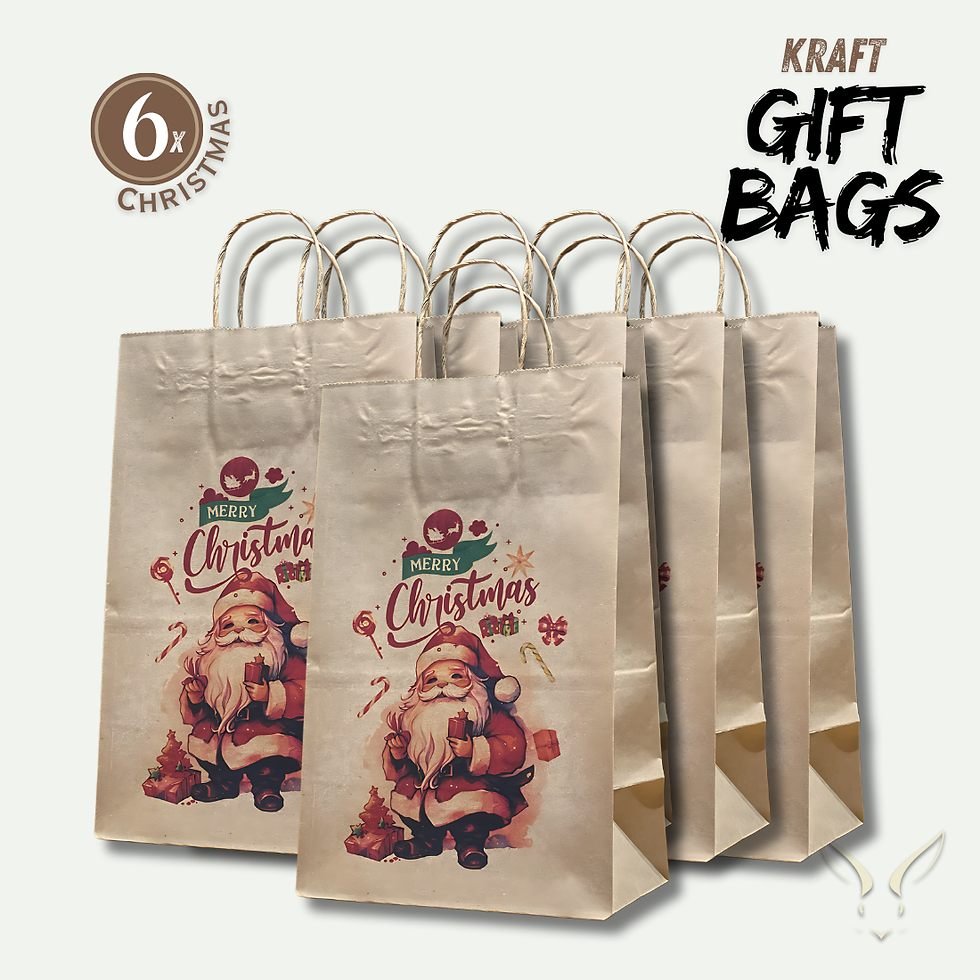 Kraft GIFT BAGS - 6 PACK - CHRISTMAS 02