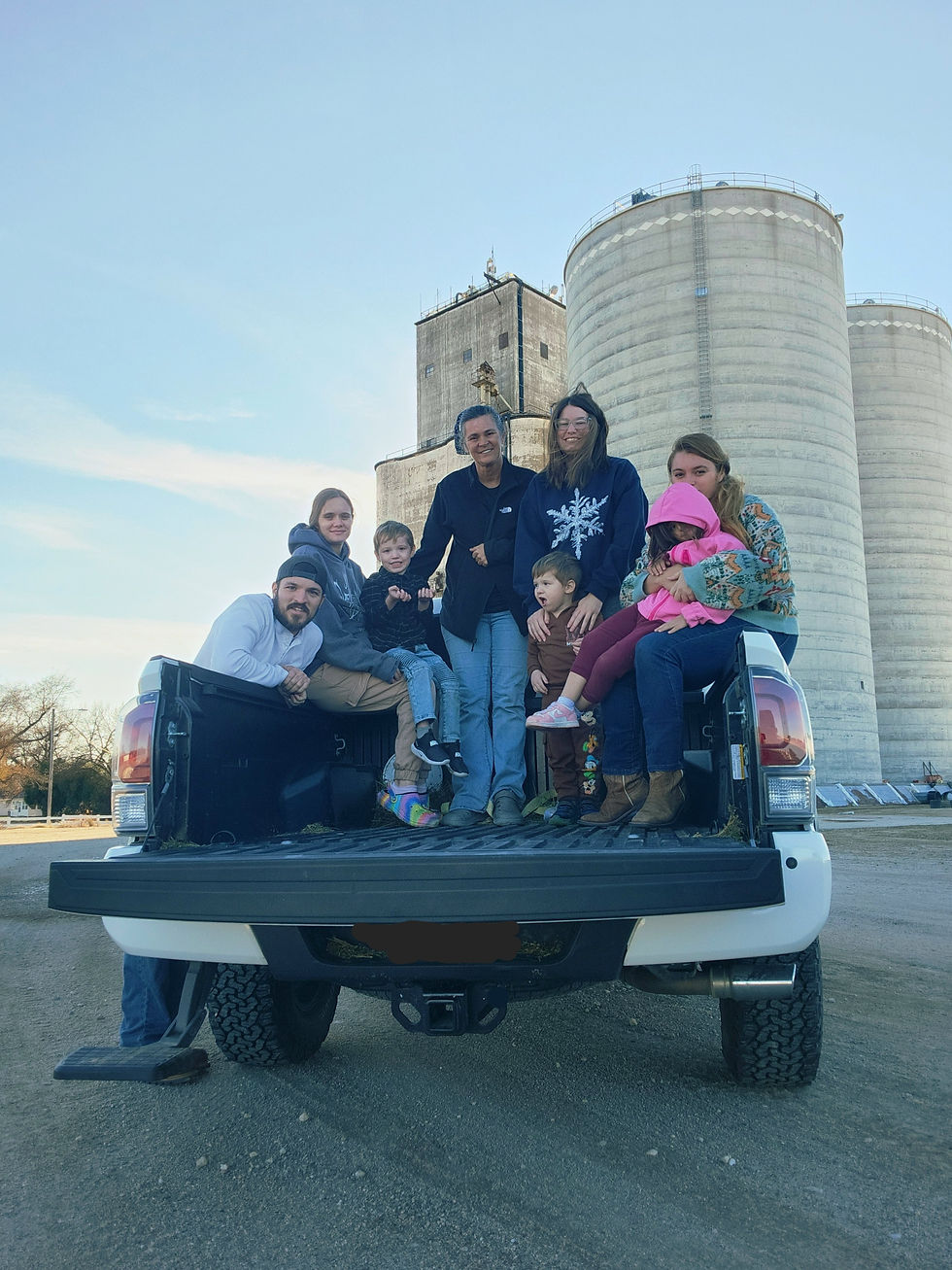 Our family outside the silos in Maquette, KS