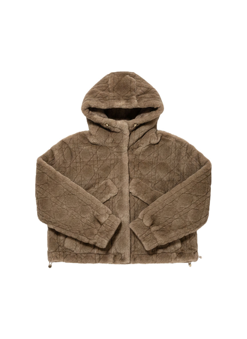 Thumbnail: Women’s Quilted Faux Fur Hooded Jacket (2 Colours)