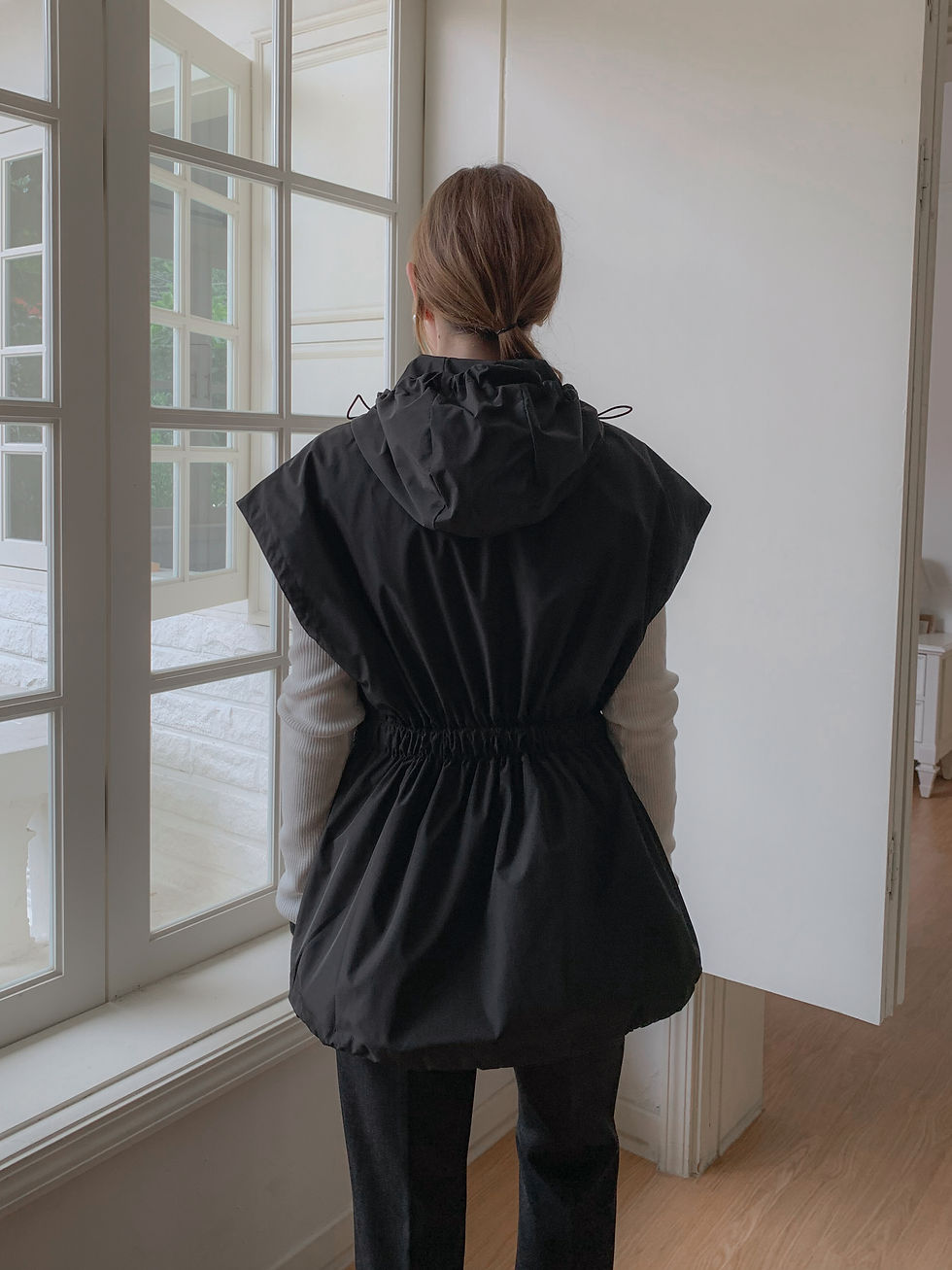 Thumbnail: [Rêverit] - Women's Vest with Buckle Belt and Drawstring Hood