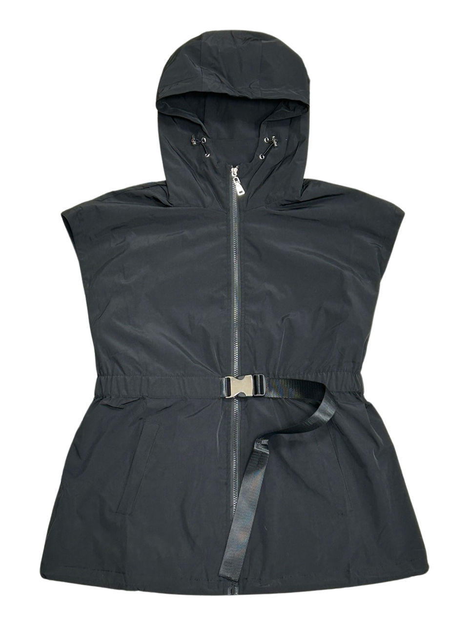 Thumbnail: [Rêverit] - Women's Vest with Buckle Belt and Drawstring Hood