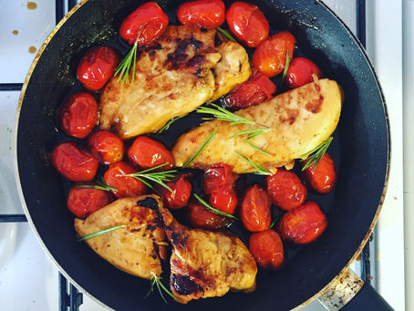 Poulet au balsamique et tomates rôties