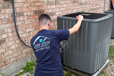 Cool Casa HVAC technician performing AC repair in Rockwall TX