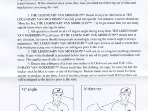 WHAT TO DO IF VAN MORRISON ENTERS YOUR PIZZA RESTAURANT