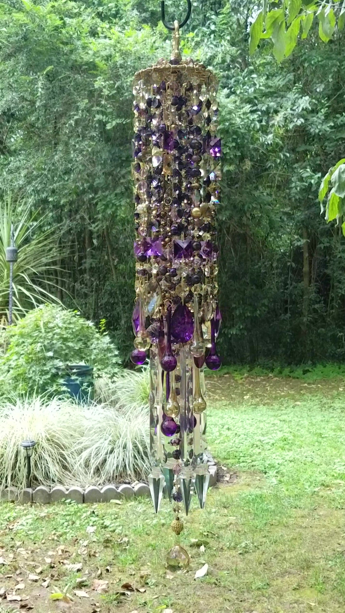 Purple and Gold Antique Crystal Wind Chime