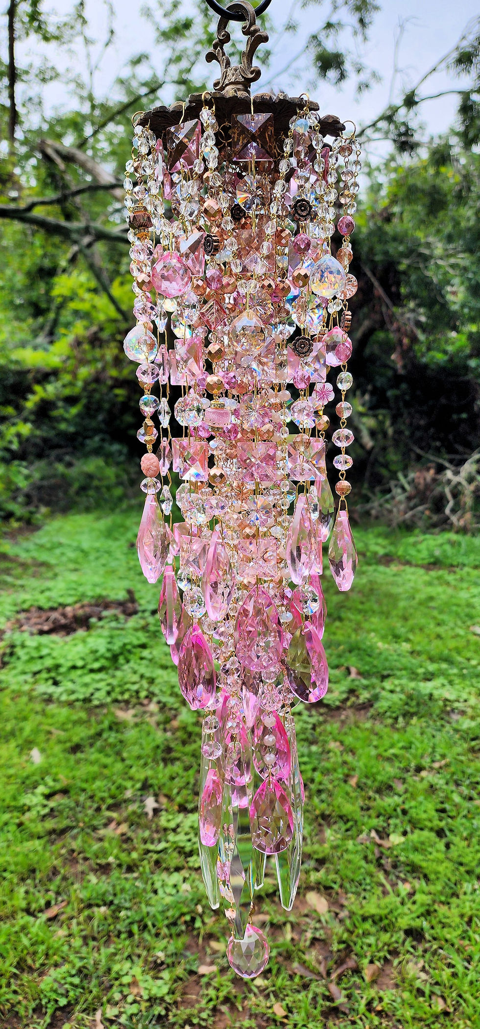 Thumbnail: Pink and Copper Vintage Crystal Wind Chime
