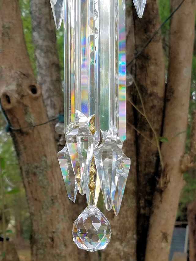 Thumbnail: For Camilla ~ Shimmer & Sparkle Antique Crystal Wind Chime