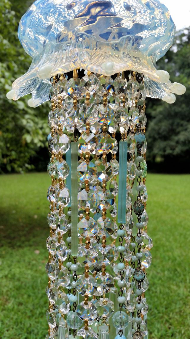 Thumbnail: Antique Opalescent Crystal Wind Chime