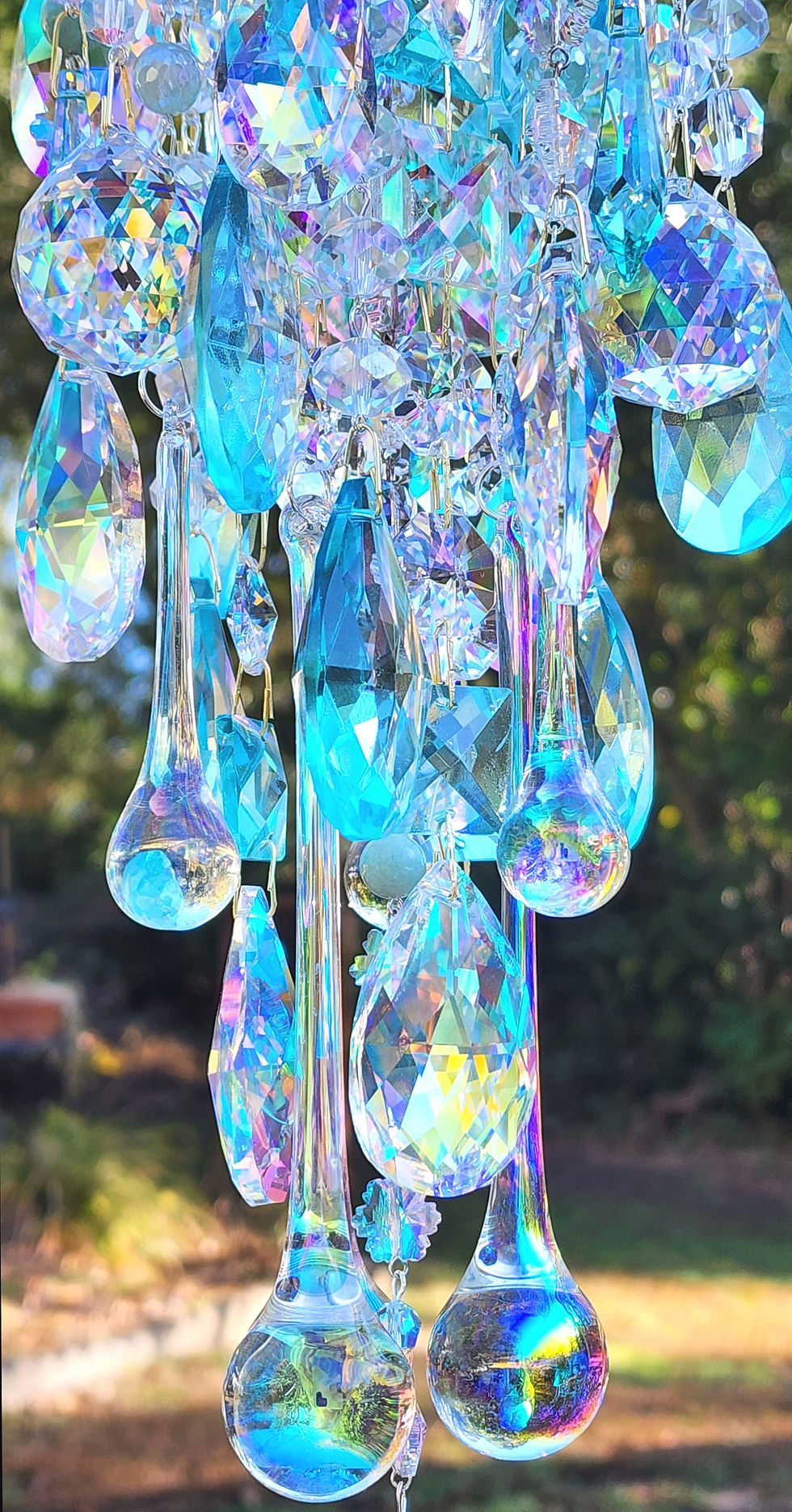 Thumbnail: Aquamarine and AB Snowflakes Crystal Sun Catcher
